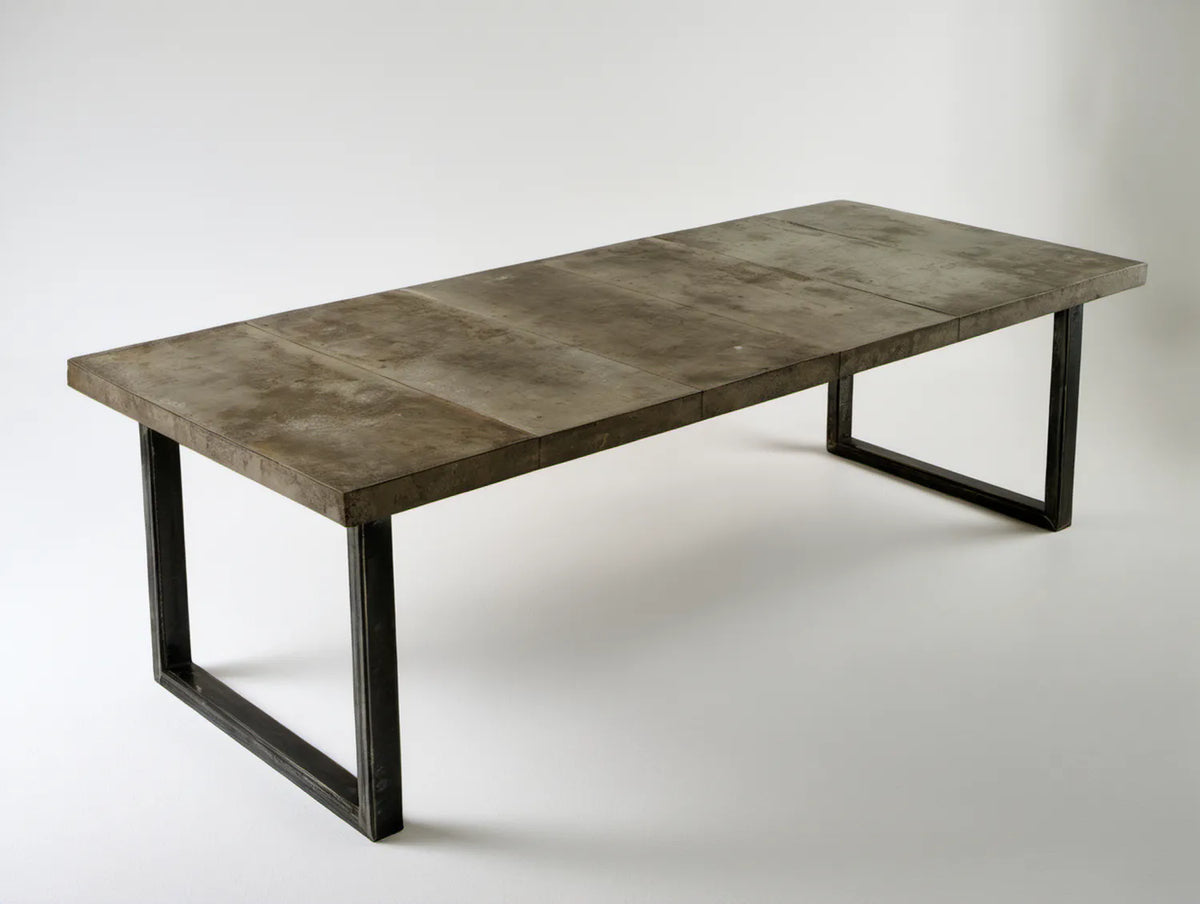 Prostokątny stół jadalniany 180 x 90 x 75 cm z blatem w dekorze szarego betonu i czarną stalową podstawą