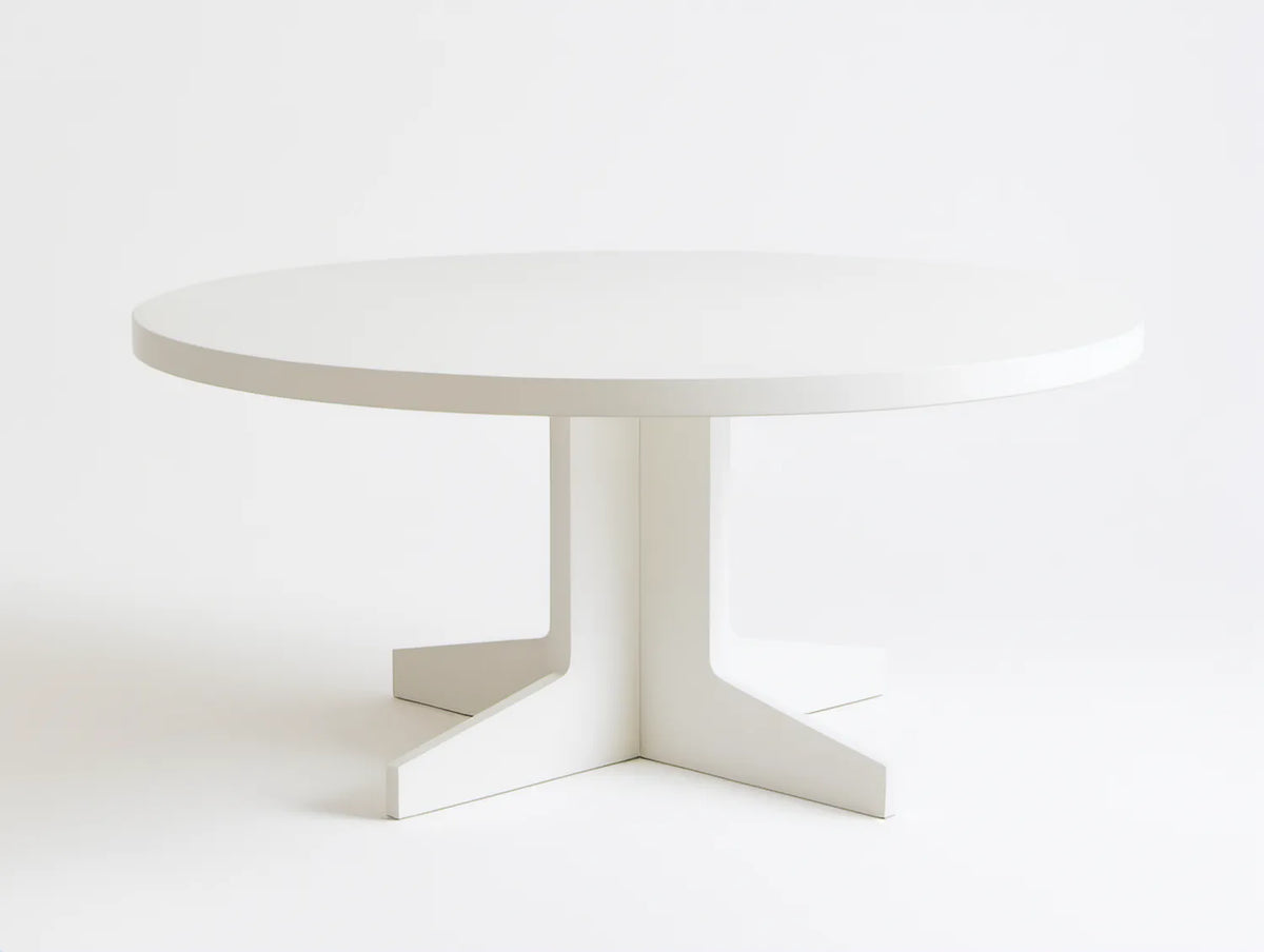 Okrągły stół biały z lakierowanej płyty MDF, Ø 120 x 75 cm, blat 3 cm