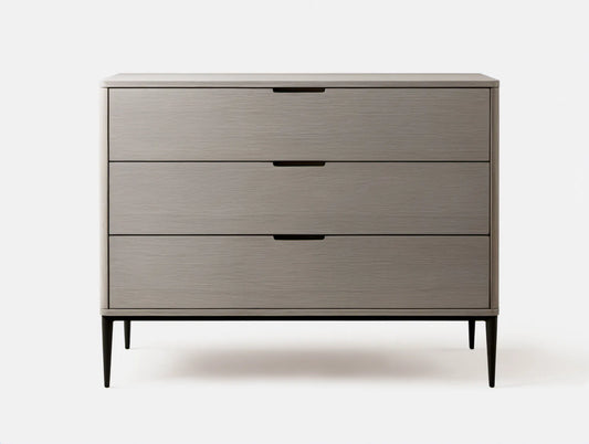 Szara komoda z 3 szufladami, laminowana płyta MDF, 120 × 45 × 90 cm