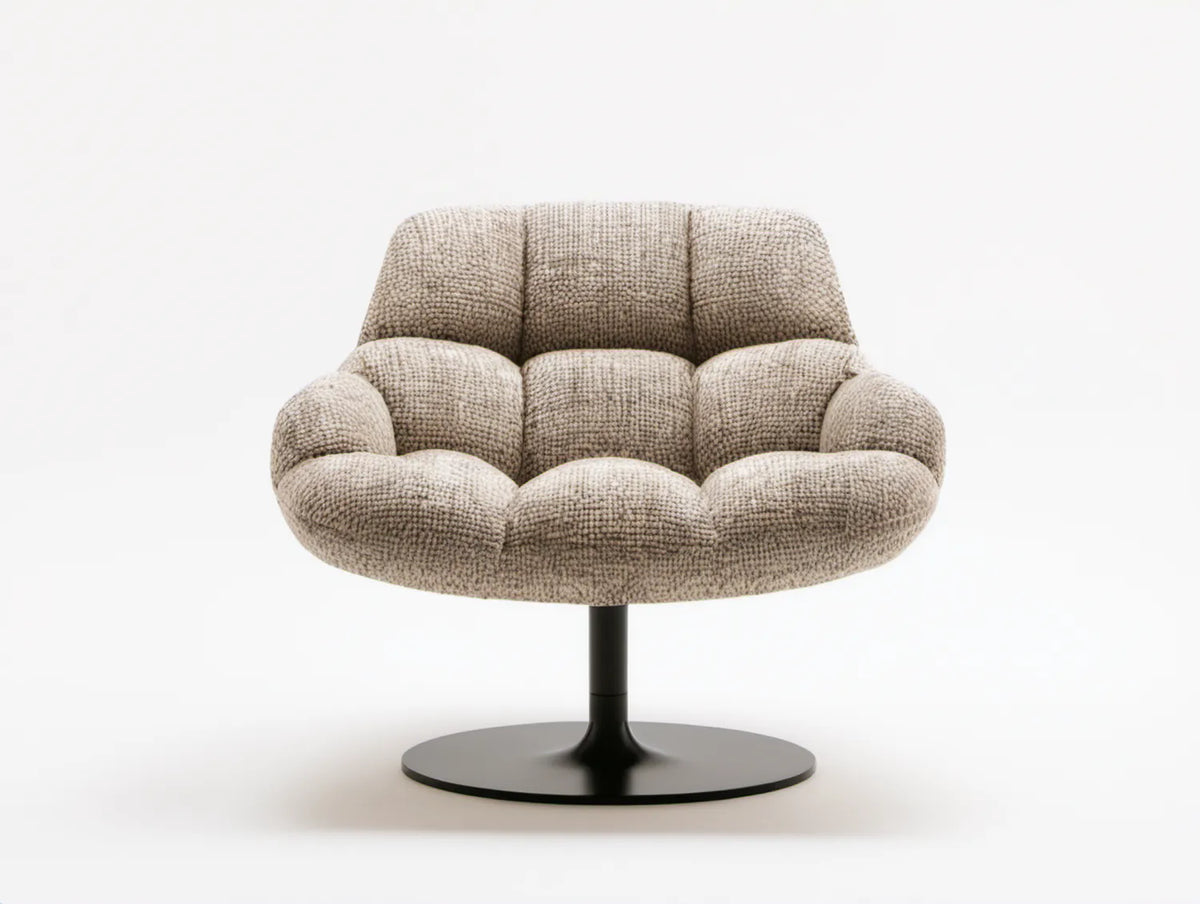 Obrotowy fotel do jadalni z tkaniny bouclé Beżowy/Czarny 76 × 75 × 78 cm