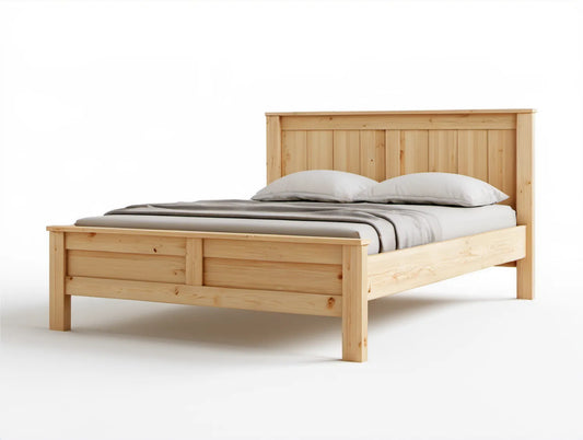 Dwuosobowa rama łóżka z litego drewna sosnowego 160 x 200 cm, naturalna