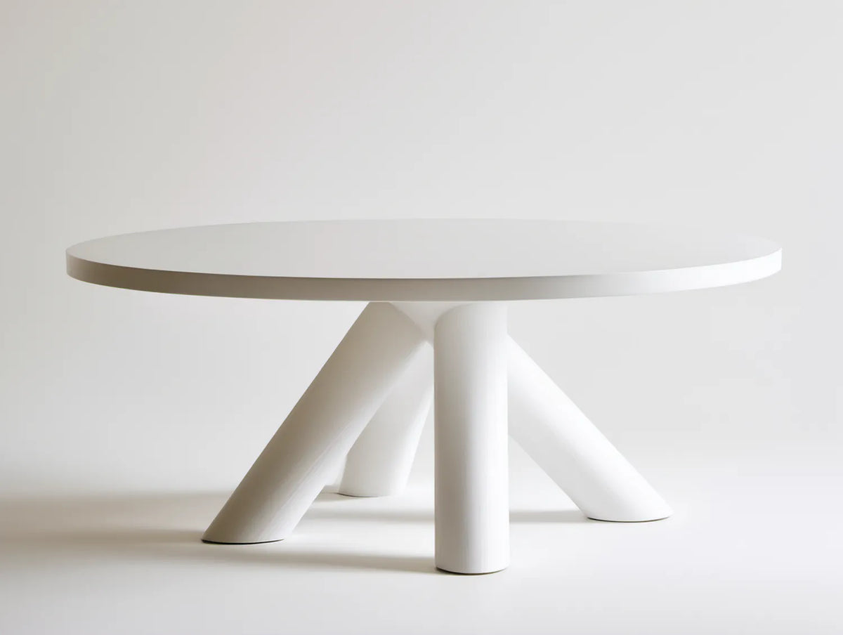 Okrągły stół biały z lakierowanej płyty MDF Ø 120 cm, wysokość 75 cm