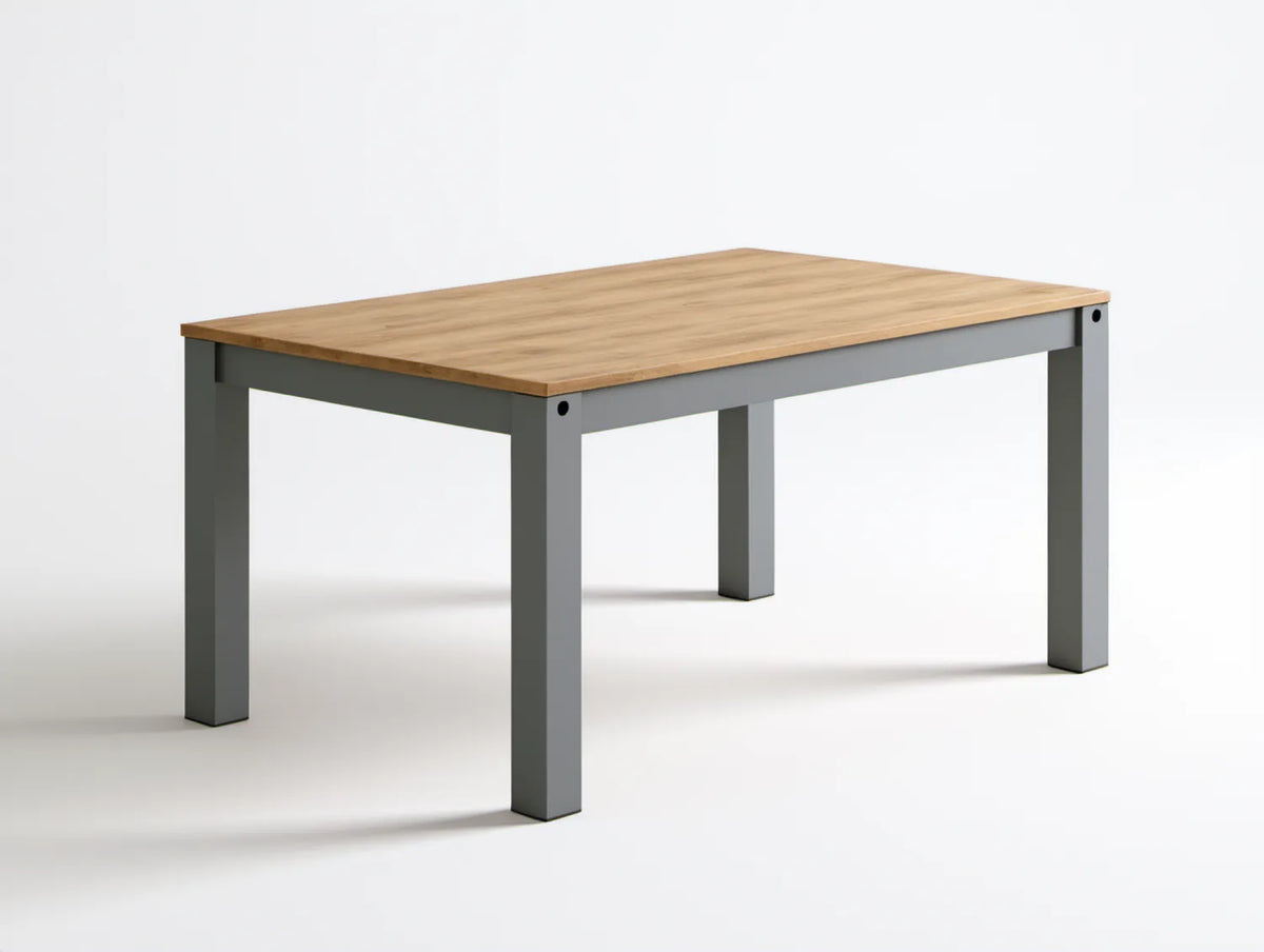 Prostokątny stół do jadalni 140 x 80 x 75 cm, dąb naturalny i szary