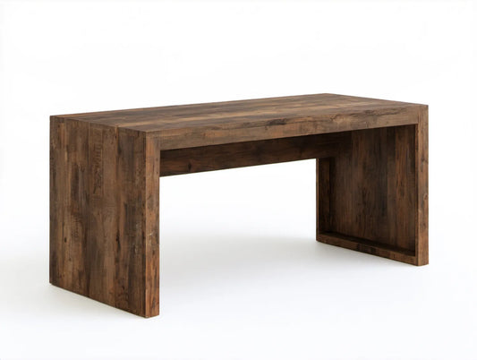 Brązowe biurko z litego drewna odzyskanego, 140 x 60 x 76 cm, prostokątne